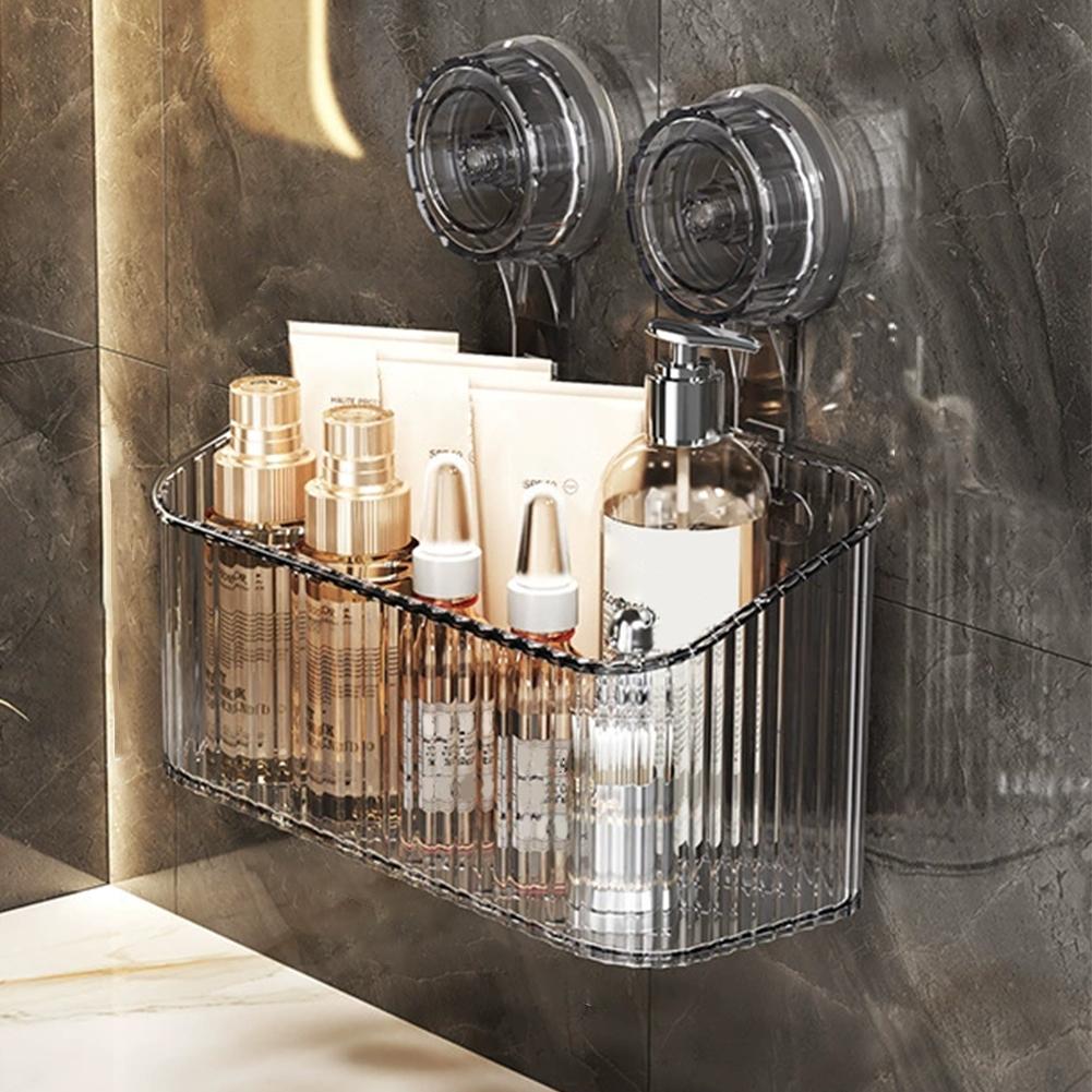 Bathroom Suction Cup Storage Rack Wall Mounted No Punching Storage Box Cosmetics Kitchen  Organizers Multifunctional Storage