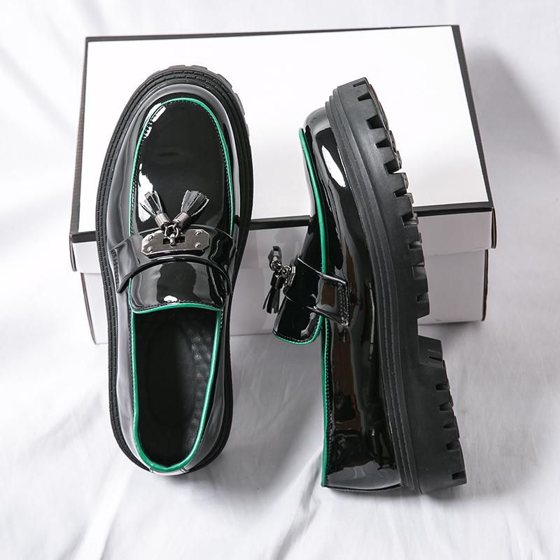 

Модная обувь Lefu для мужчин, из ПУ, на толстой подошве, износостойкая кожаная обувь, британская деловая офисная, модные туфли с кисточками, размеры 38-46, мужская обувь 46