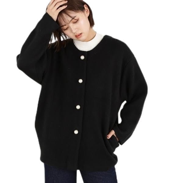 Jill by Jill Stuart Pearl Button Knit Cardigan Black Women's Sweater,