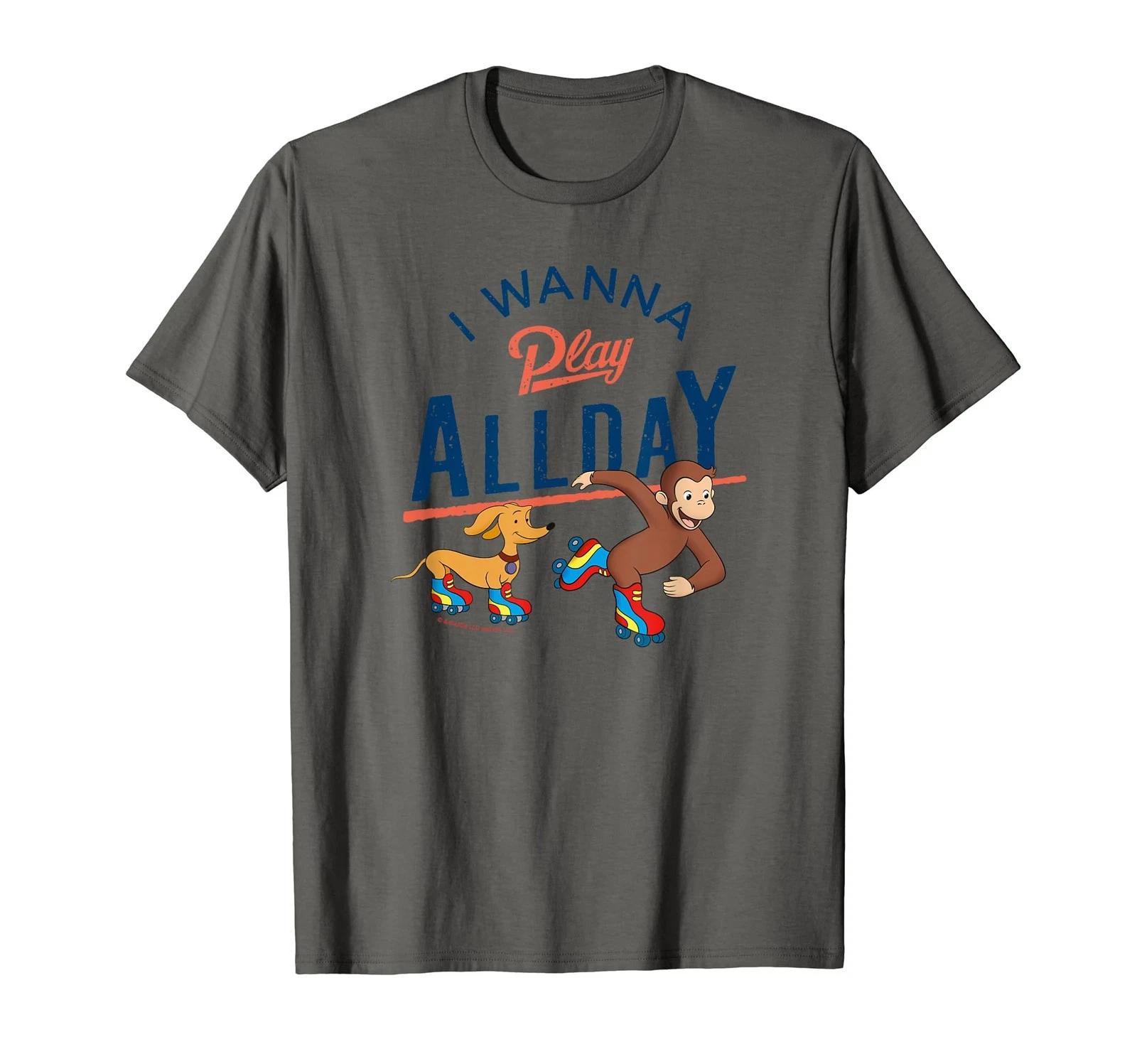 Curious George I Wanna Play All Day Roller Skating George T-Shirt_ M