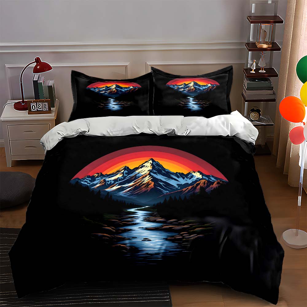 

Mountain, sunset, reflection. Bedding Duvet cover sets Duvet covers Pillowcases gifts (1 * Duvet Cover 2 * Pillowcases, without duvet insert) 135x200cm