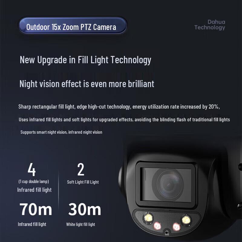Dahua 4MP 360° Wireless PTZ Camera with 15x Zoom & Full-Color Night Vision CN Plug (adapter Included)