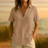 Women's Comfortable Linen Button-Down Short-Sleeve Shirt