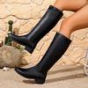 Mode Damen Absatzstiefel Modische Elegante Damenschuhe Designer Klassische Lederpumps 2025 Neue Winter Schnee Kniestiefel De Mujer