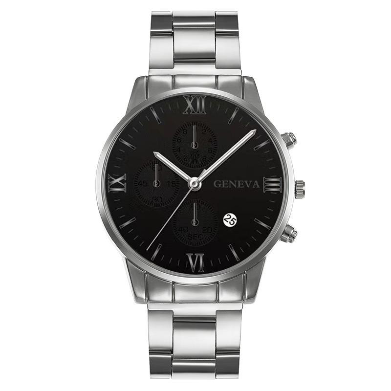 Men's Watch Fashion Three-eye Calendar Pattern Steel Belt Men's Watch Men's Watch Quartz Watch