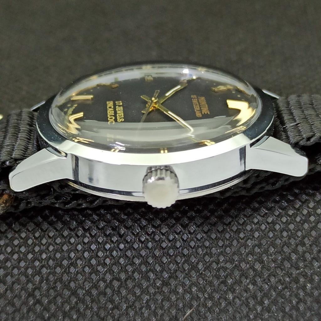 VINTAGE MONTINE 17J INCABLOC AUFZUG SCHWEIZER HERRENUHR a285411-4