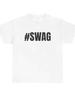 SWAG Slogan Tee #SWAG Unique Y2K Streetwear Graphic Print Woman Tee Daily Four Seasons O-Neck Tee Short Sleeve Basic Solid Top