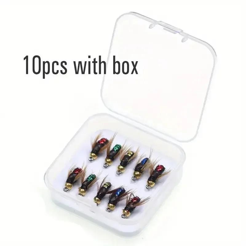 

5/10pcs Artificial Insect Fishing Bait, Fast Sinking Brass Bead Head Scud Fly Worm Trout Fishing Lure fly fishing