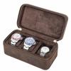 Vintage Crazy Horse Leather Watch and Jewelry Travel Box - Genuine Three-Piece Storage, Portable Ornament Gift Case.