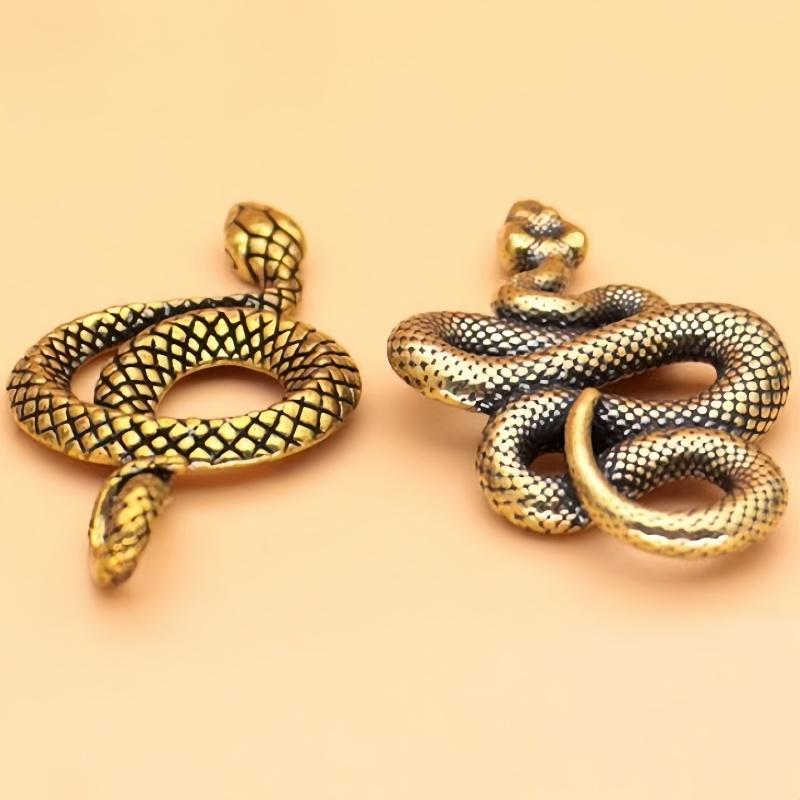 Mini Vintage Brass Snake Decor Figurines For Interior Decoration Desktop Decor Distinctive Car Hanging Keychain Luggage Pendant