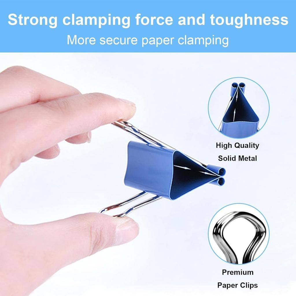 170 Pcs Binder Clips Assorted Sizes, Colored Large, Medium, Small Binder Paper Clips for Office Supplies, Home, School Document Organizing (Blue,