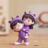 Purple Miniature Cute Couple Statue Girl On Boy's Shoulder Decorative Showpiece - Valentine Gift for Girlfriend, Boyfriend, Husband, Wife (Polyresin)