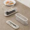 With Draining Tray Cutlery Storage Box Flip Cover Flatware Holder Chopstick Organizer  Outdoor