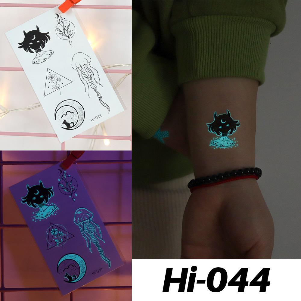 Waterproof Blue Luminous Tattoo Stickers: Snake & Butterfly Designs for Festivals