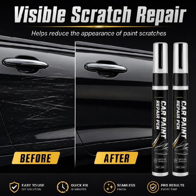 Capped Paint Repair Pen with Fine Tip for Controlled Repair of Small Automobile, Cycle, and Metal Structure Scratches