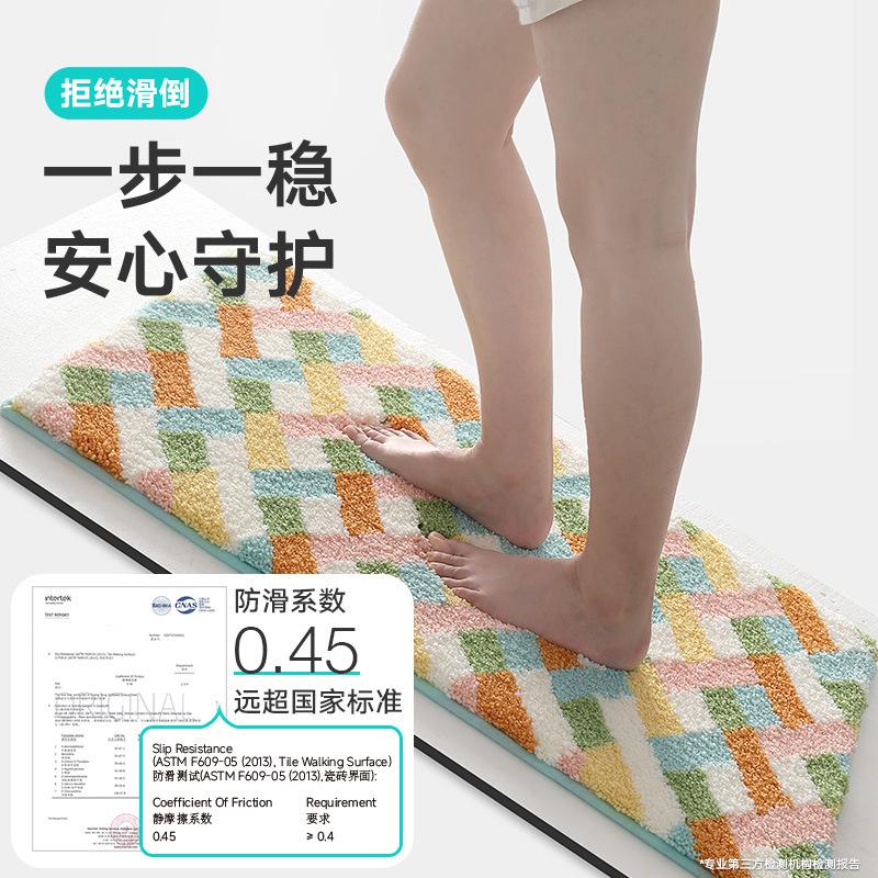 Flocked Non Slip Bathroom Mat Super Absorbent Quick Dry Shower Rug Machine Washable Soft Bath Floor Mat for Home Door Mat