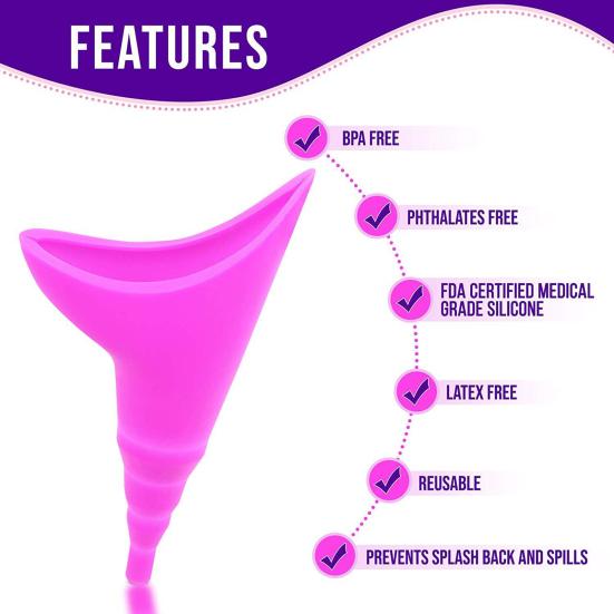 Female Urination Device Reusable Women Pee Funnel Eco-friendly Flexible Reusable Outdoor Travel Urinal Portable Women Urinal