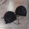Sequined Knitted Fashion Hat With Bow And Letter Decorations For Casual Daily
