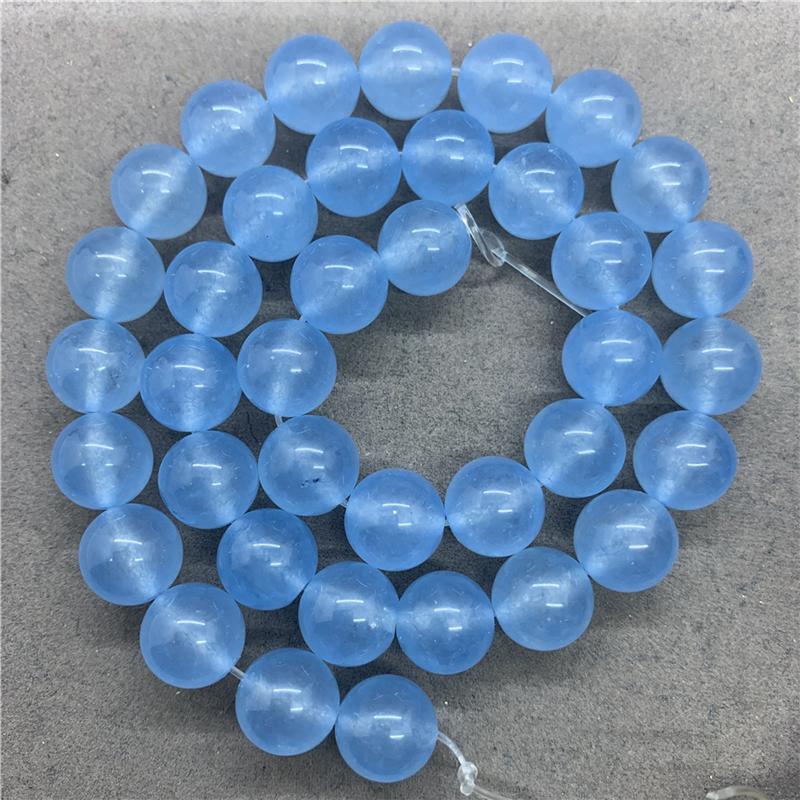 Natural Gemstone Stone Light Pink Blue Chalcedony Loose Round Beads  6/8/10mm Jewelry DIY Bead