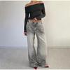 Pantaloni Jeans Versatili a Vita Bassa Donna Vintage Larghi Dritti Gamba Larga Lunghi Jeans Donna Primavera Autunno Moda Quotidiana Streetwear