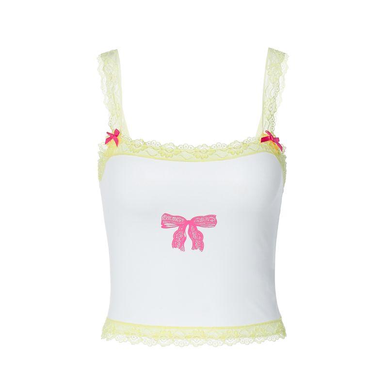 

Hemming 2024 Summer Silm Short Top Lace White M