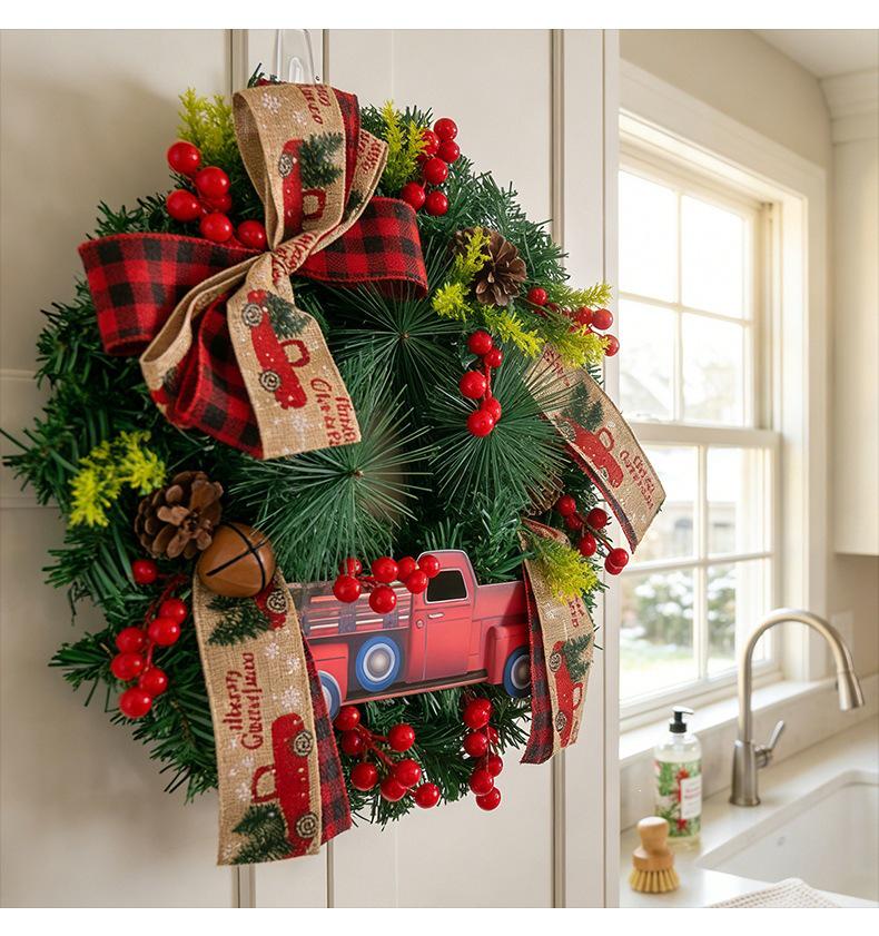 Christmas Truck Bow Door Hanger – Festive Holiday Decoration