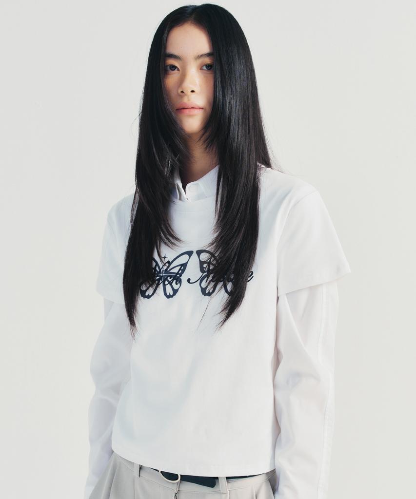 Nigaennikol Butterfly Twins Graphic Top_White