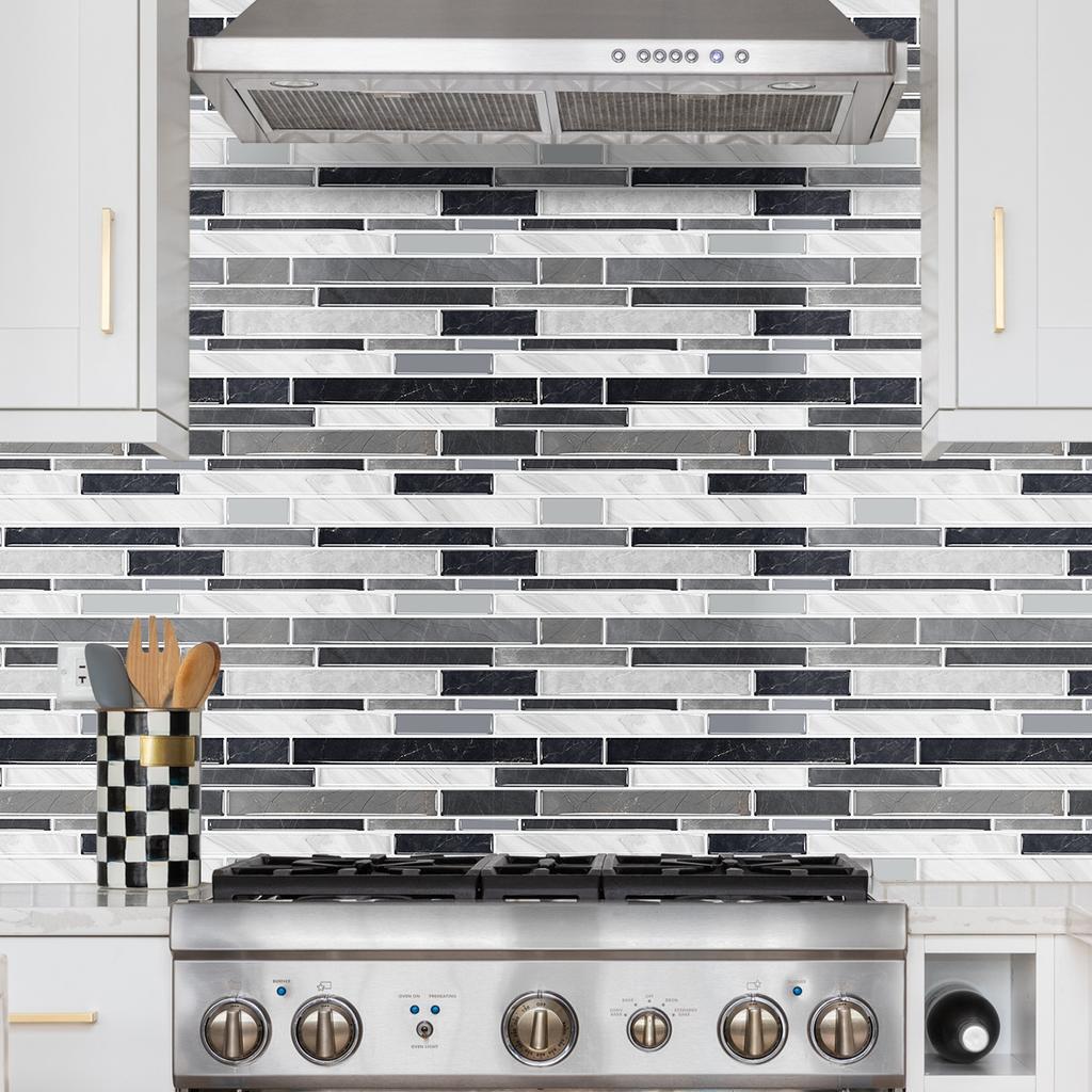 12Pc Imitation Tile Kitchen And Bathroom Sticker Marble Pattern Wall Sticker Self-Adhesive Oil-Proof And Anti-Fouling Kitchen Sticker