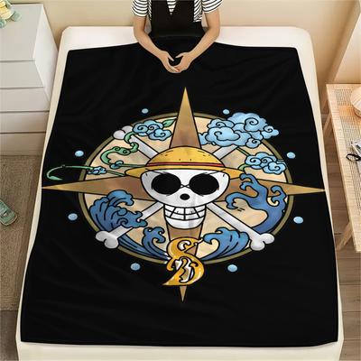 Pătură Flanelă cu Imprimeu Personaje One Piece, Calitate Înaltă, Confortabilă pentru Toate Anotimpurile, Decor Casă, Căldură și Confort, Perfectă pentru Cadouri de Crăciun