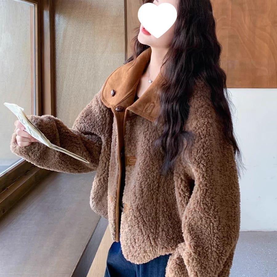 Women s Winter Lambswool Suede Plush Jacket - Petite, Slimming, Double-Sided Leather/Fur Default option