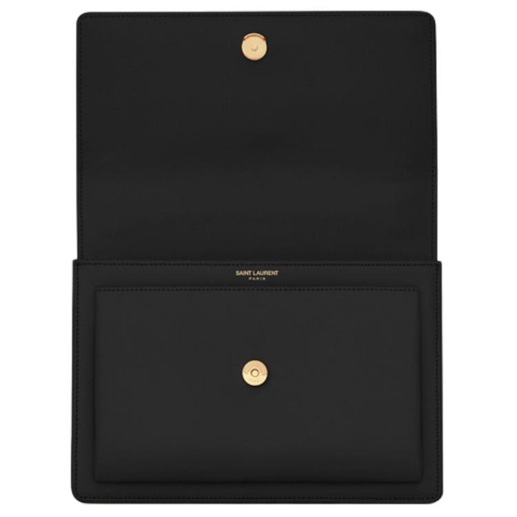 Saint Laurent Sunset Střední řetízková kabelka Černá Dámské tašky přes rameno 442906-D420W-1000