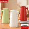 Large Capacity Push-Top Thermos Flask with Wooden Handle & Glass Liner - Insulated Household Kettle for Hot Water