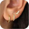 Zircon Stud Earrings - Multi-Piercing Trendy Set for Women