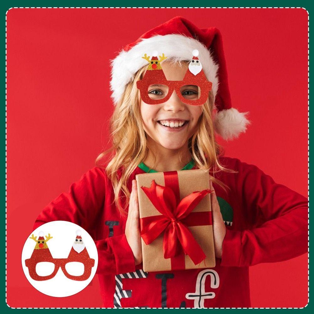 Red Santa Claus Eyeglasses Christmas Decorative Glasses Party Decorations Christmas Frame Glasses