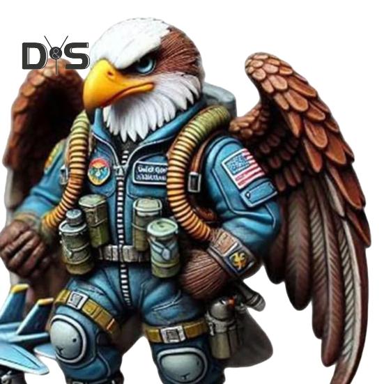 Eagle Soldier Statue Resin Military Eagle Figurine Patriotic Desktop Soldier Ornament for Home Entrance Living Room Decor Independence Day