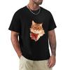 Cat With A Red Bow Tshirt Breathable Basic Cotton Tshirt