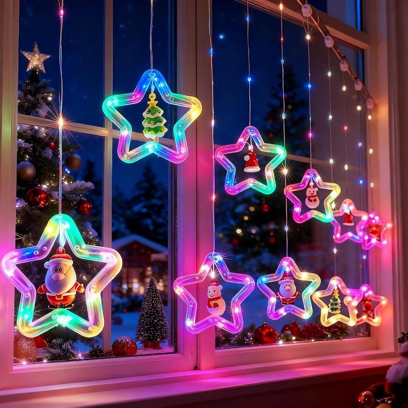 Star Curtain Light Christmas Curtain Light USB Power Supply Suitable for Indoor Parties, Terraces, Gardens Christmas Decoration, Holiday Decorations