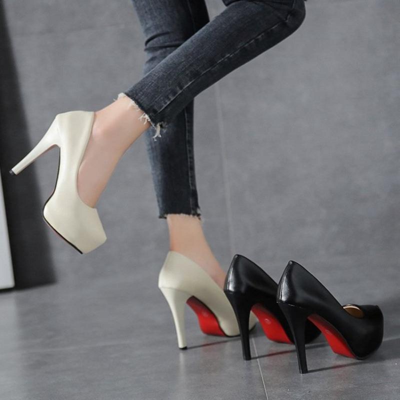 2025 High Heels Women Stiletto Princess Waterproof Platform Nightclub Super Pumps Single Work Shoes Black Woman's Wedding Shoes