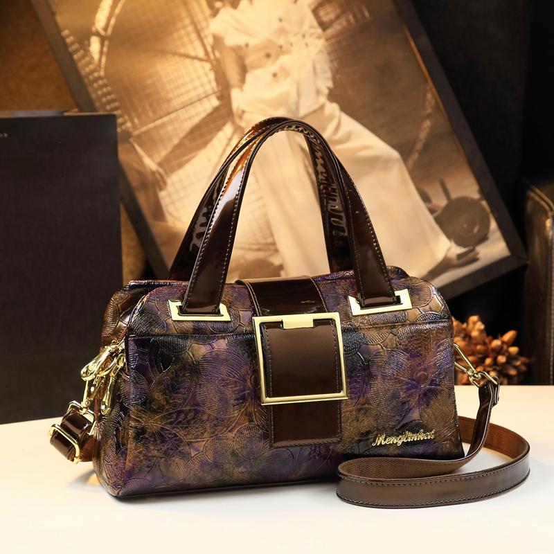 

Розкішні Модні Жіночі Сумки Леді Натуральна Шкіра Сумка Через Плече Месенджер Тришарове Відділення на Блискавці Сумки Бостон 2024 Новинка