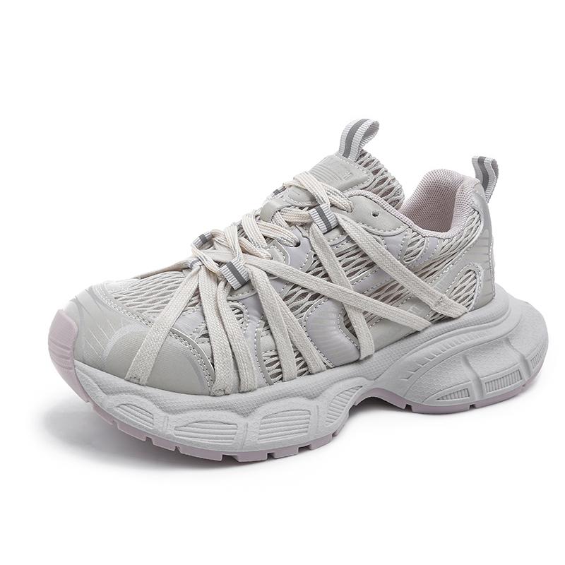 Fashion New 2025 Summer Women Platform Sneakers Thick Bottom Breathable Mesh Casual Chunky Shoes 6CM High Heel Sports Dad Shoes Woman