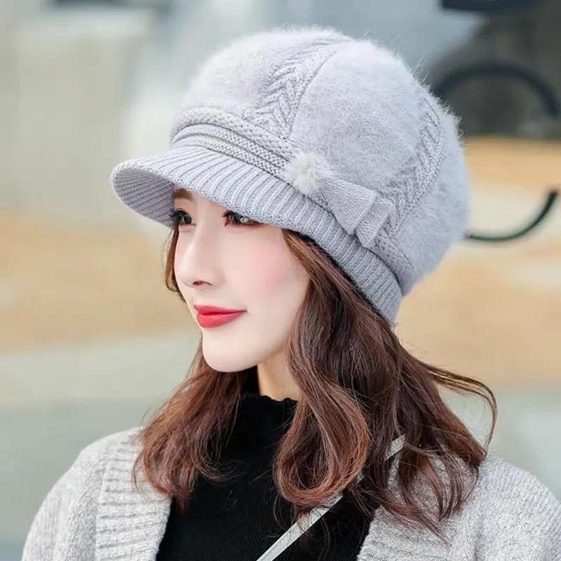WTEMPO Solid Color Elastic Women's Casual Versatile Hats Retro Autumn Winter Warm Soft Cold-proof Windproof Caps