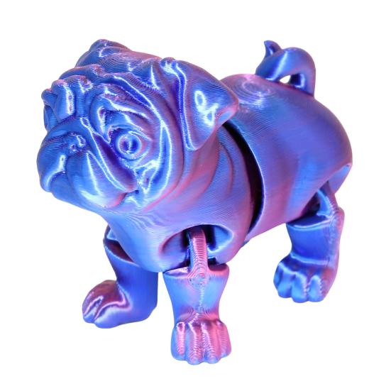 

3D-печатная модель собаки, коллекционная игрушка-фиджет, украшение для щенка с подвижными суставами, гибкая игрушка для снятия стресса в виде мопса для стола руководителя D