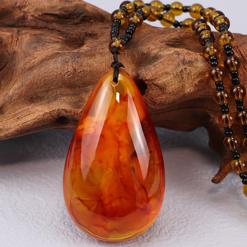 Handgemaakte Honing Amber Ketting Dames Natuurlijke Bijenwas Kralen Braziliaanse Amber Hanger Uniek Cadeau voor Verjaardag