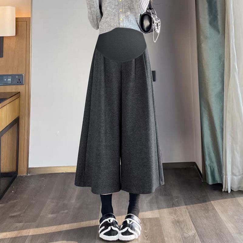 Petite Women’s Autumn/Winter Wool Maternity Coat & Wide-Leg Pants Set L