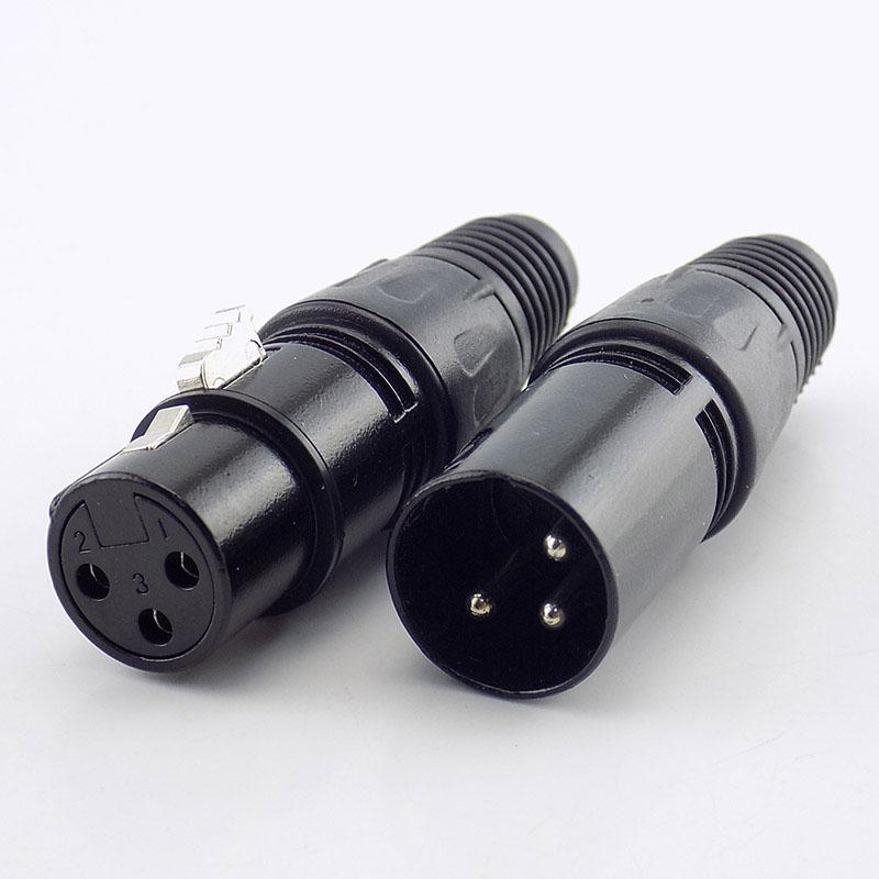 1 pair Male and Female 3 Pin XLR Microphone Audio AV Cable Plug mic Connectors Cable Terminals Sound plug