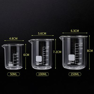 Transparent High Borosilicate Glass Measuring Cup Clear Scale Cup Laboratory Beaker Kitchen Tool Baking Measuring Cups 50-150Ml