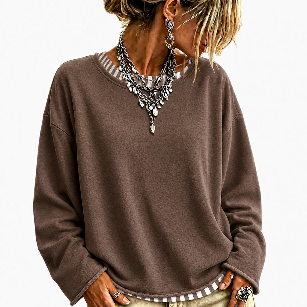 Damenmode Lässiges lockeres Langarm-Sweatshirt Pullover für den Alltag