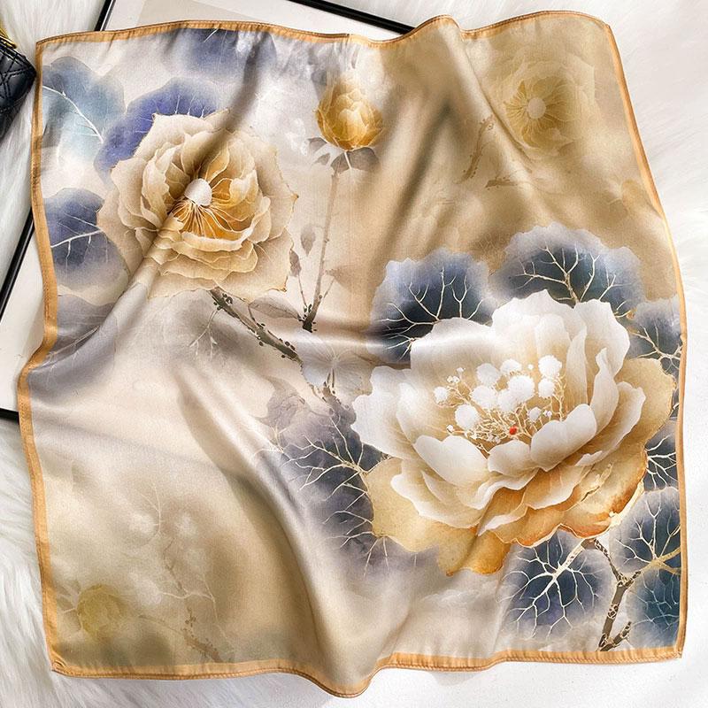 100% Pure Silk Scarf Women Neck Square Headband Scarves Bandana  Fashion Hijab Poncho Scarves Pashmina  Female Foulard 53cm