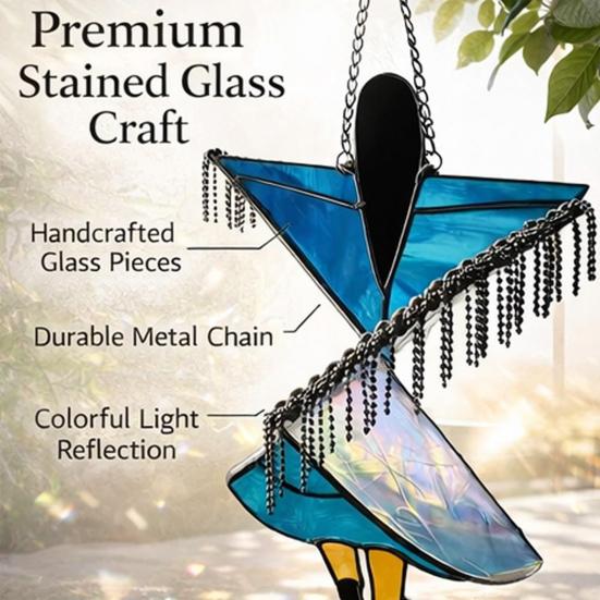Bohemian Handgefertigter Tänzer Windspiel Buntglas-Stil Hängender Spinner Farbiger Acryl Sonnenfänger für Innen Außen Fenster Terrasse Garten Dekoration