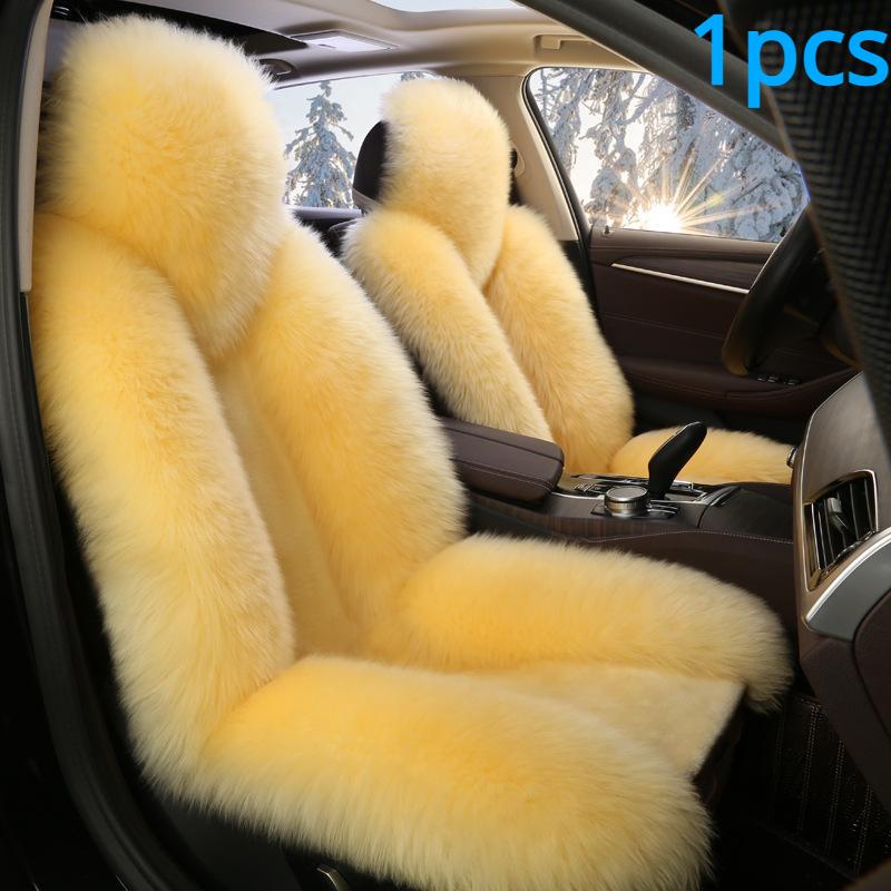 1PC Sheepskin Fur Car Cover Universal Wool Car Cushion Front Car Seat Cover Car Accessories Car Car-styling Car Interior Christmas Gift